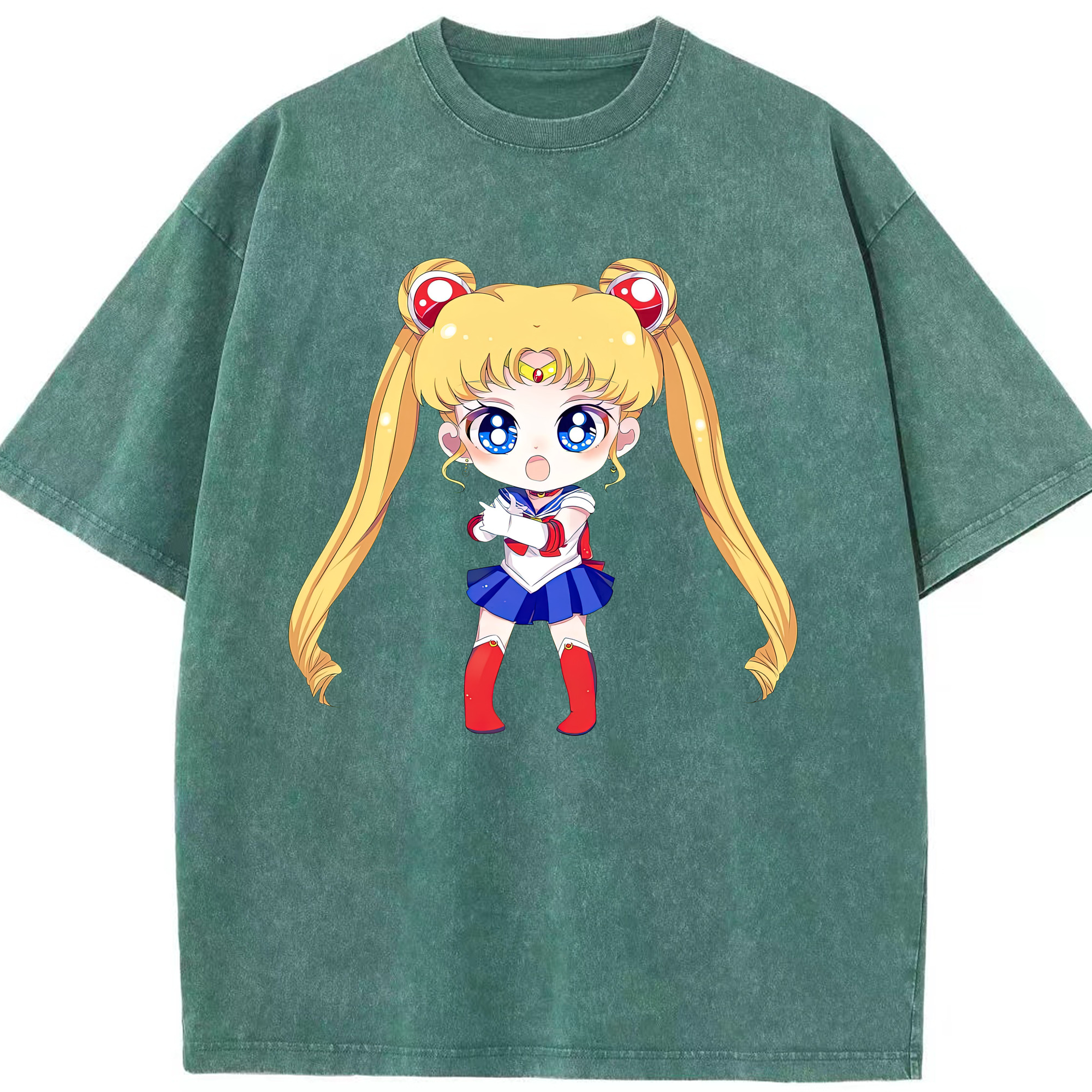 （画像用） 美少女戦士セーラームーン 月野 うさぎ つきの うさぎ Sailor Moon Tsukino Usagi 綿100% ヴィンテージ風 半袖Tシャツ（フロントプリント）